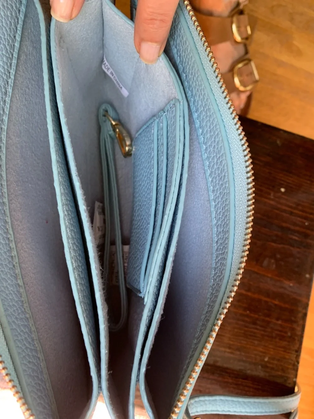 Light Blue Convertible Bag / Pebbled Faux Leather Clutch NWT